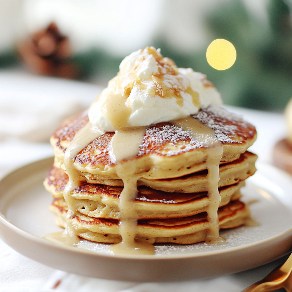 Delicious Eggnog Pancakes Ready to Serve