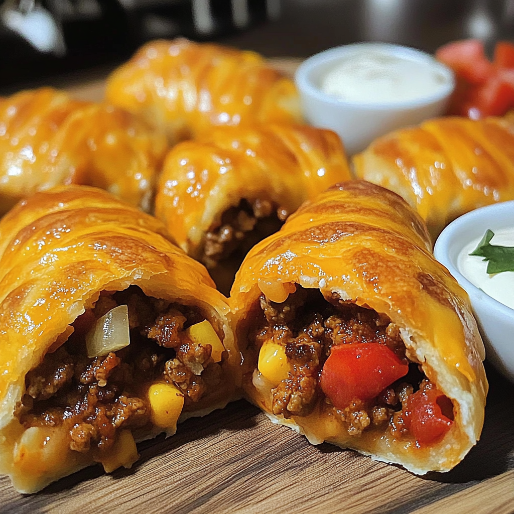 Recipe preparation for Air Fryer Cheesy Taco Bombs