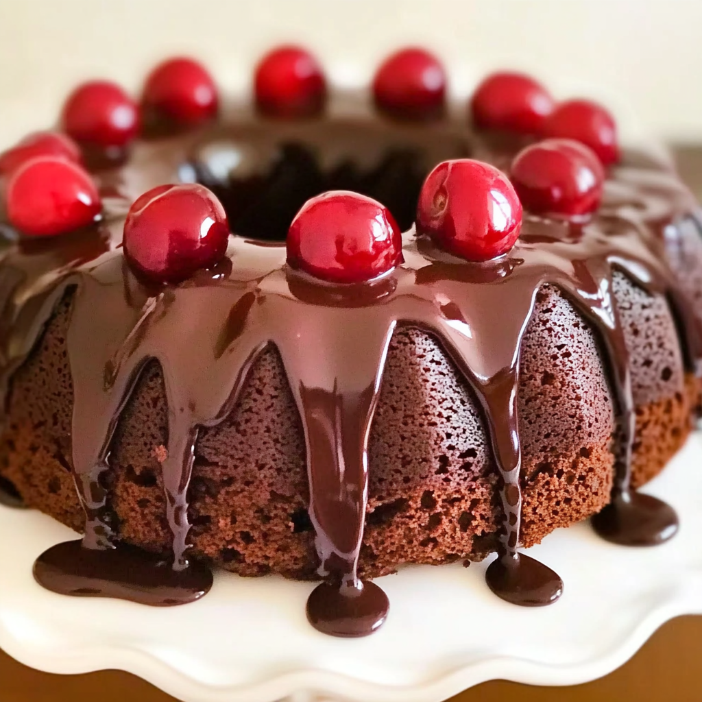 Recipe preparation for Cherry chocolate cake