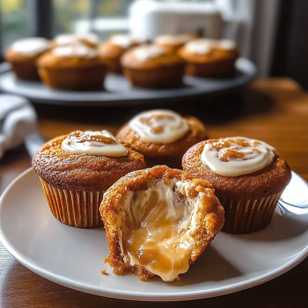 Recipe preparation for Pumpkin Cream Cheese Muffins