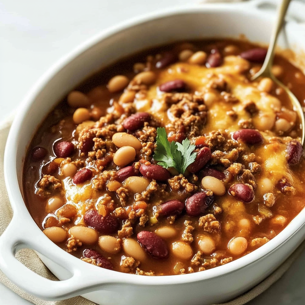 Recipe preparation for Three Bean Casserole