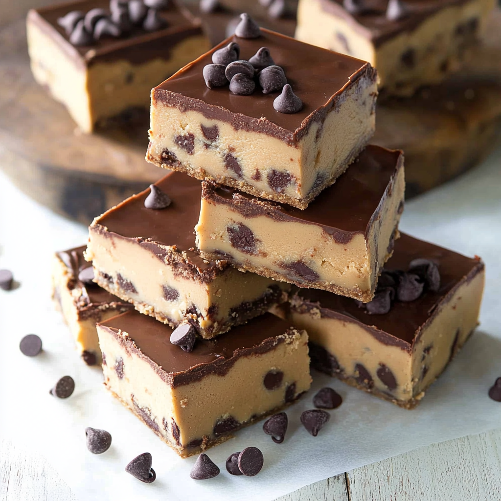 Recipe preparation for No Bake Peanut Butter Chocolate Chip Cookie Dough Bars