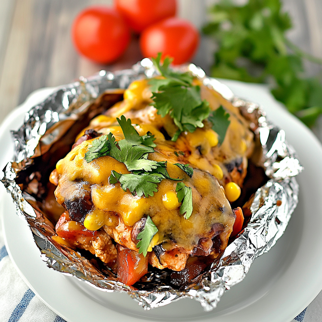 Recipe preparation for Santa Fe Chicken Foil Packets