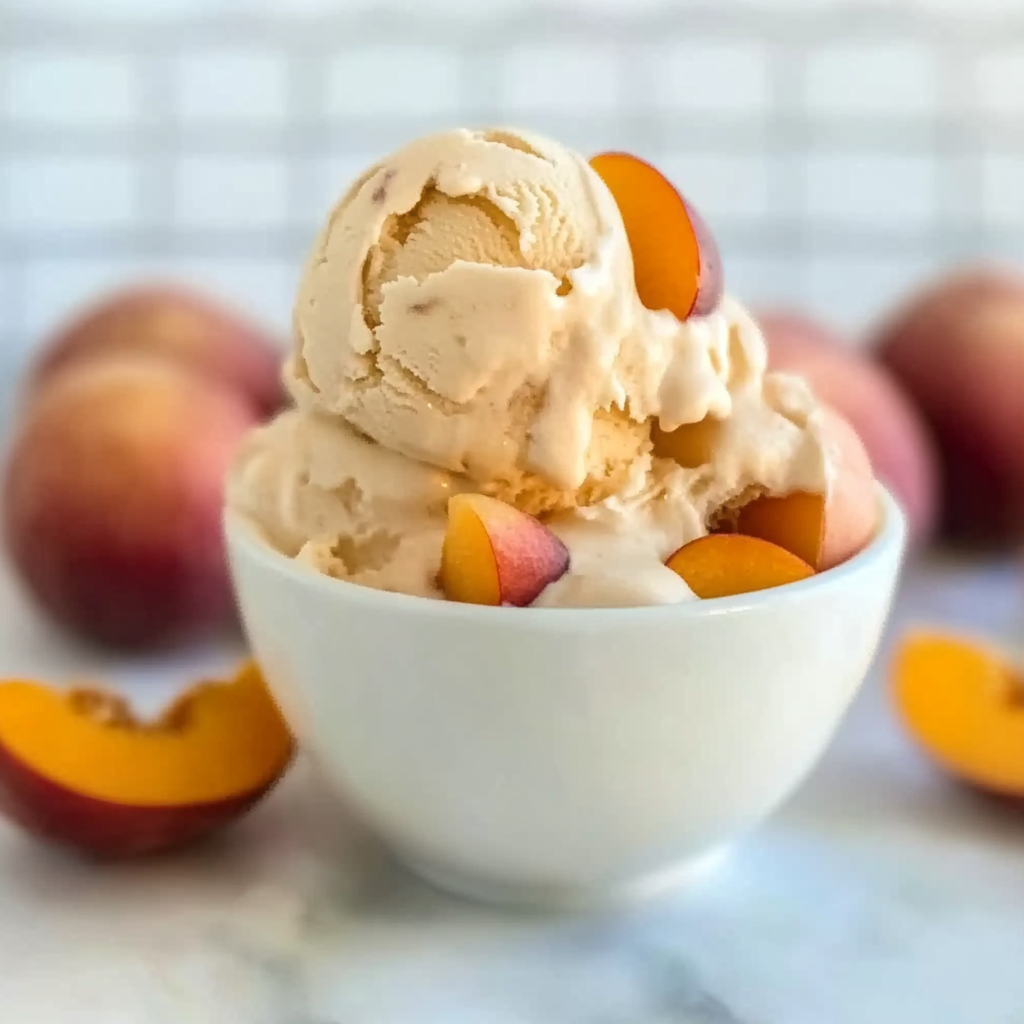 Recipe preparation for Summer Peach Ice Cream