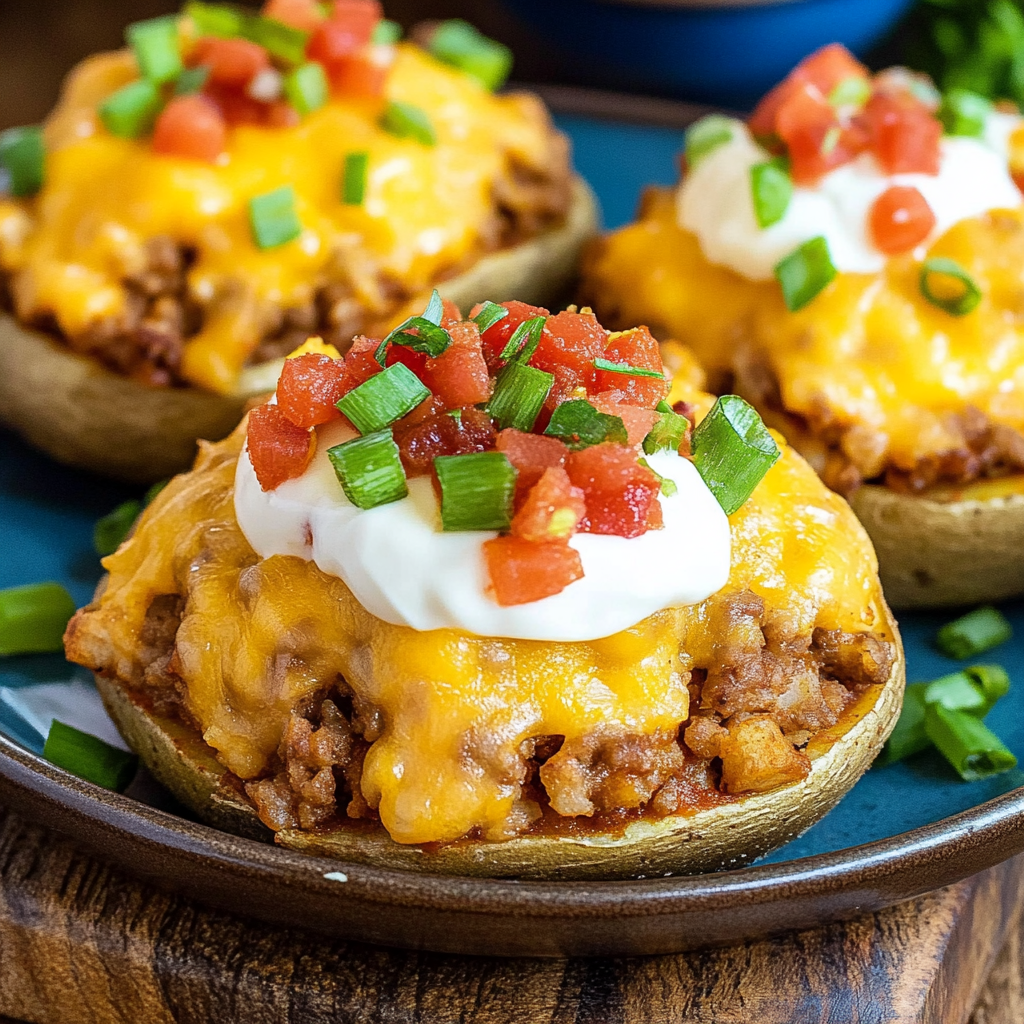 Recipe preparation for Cheesy Taco Potatoes