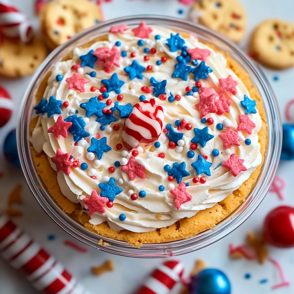 Recipe preparation for Red, White and Blue Funfetti Dip
