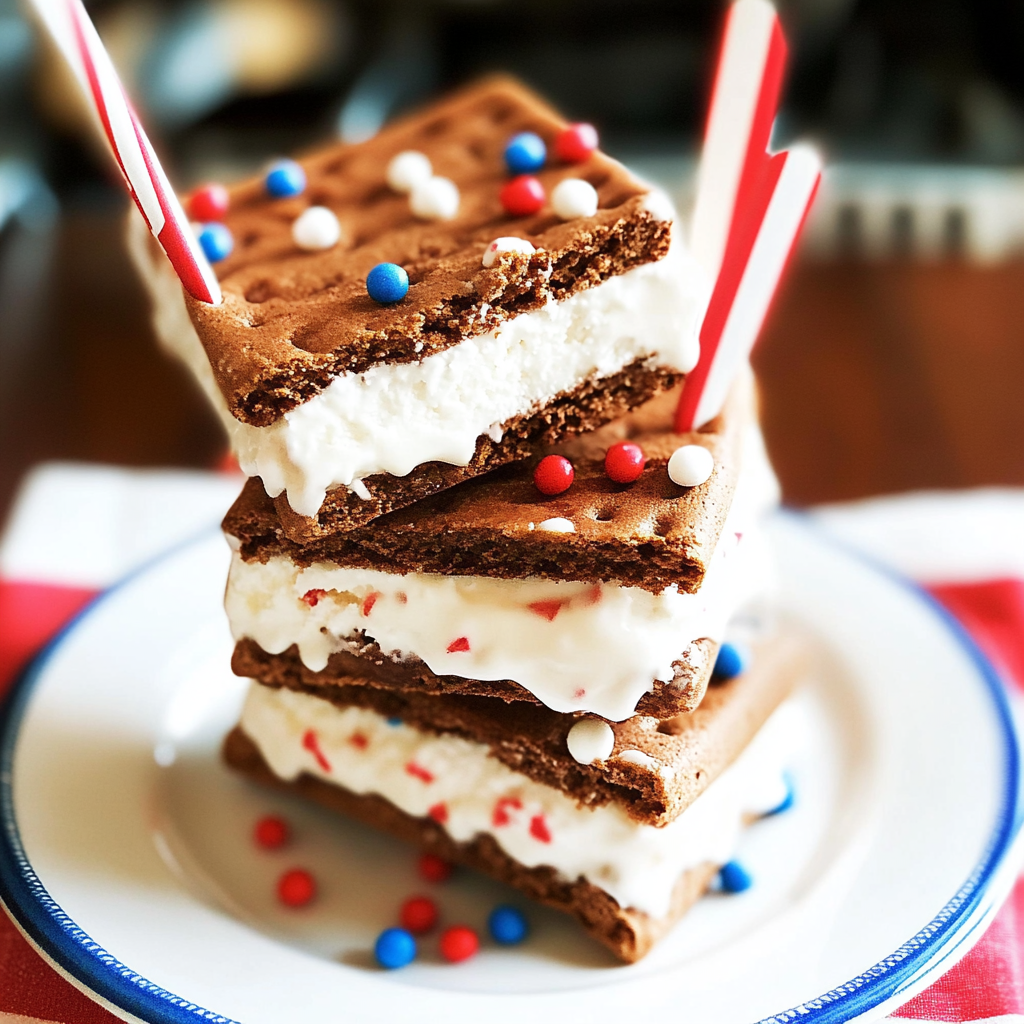 Recipe preparation for Patriotic Mini Ice Cream Sandwiches