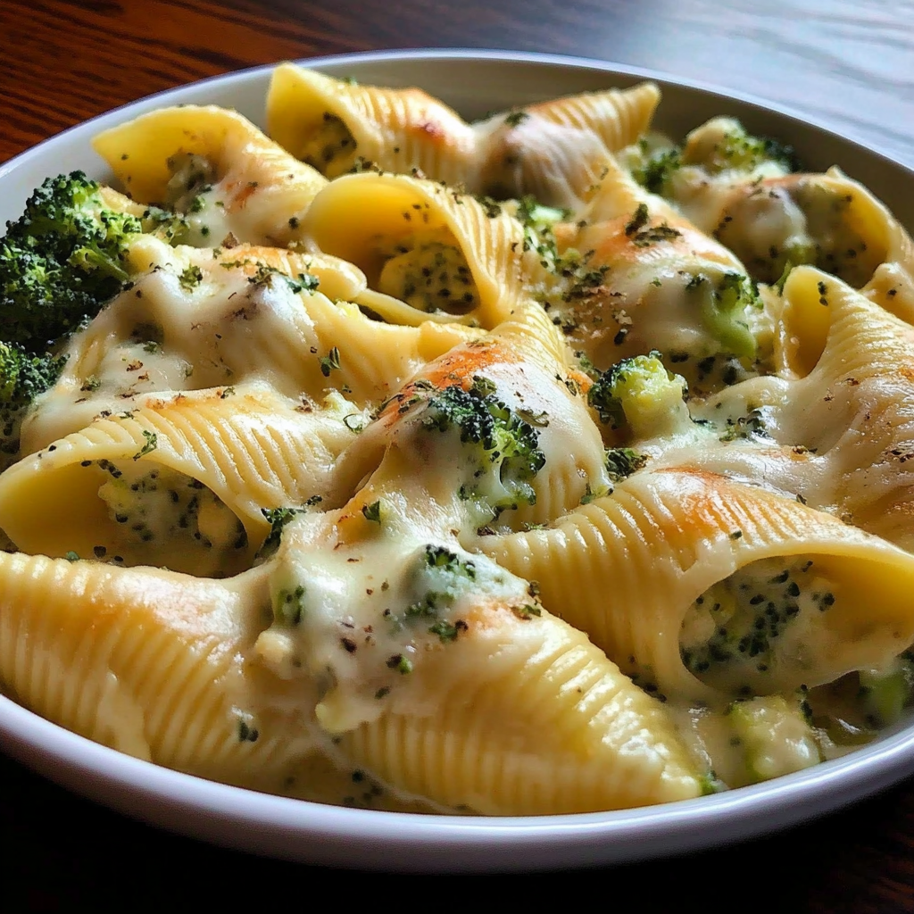 Recipe preparation for Cheesy Chicken & Broccoli Stuffed Shells