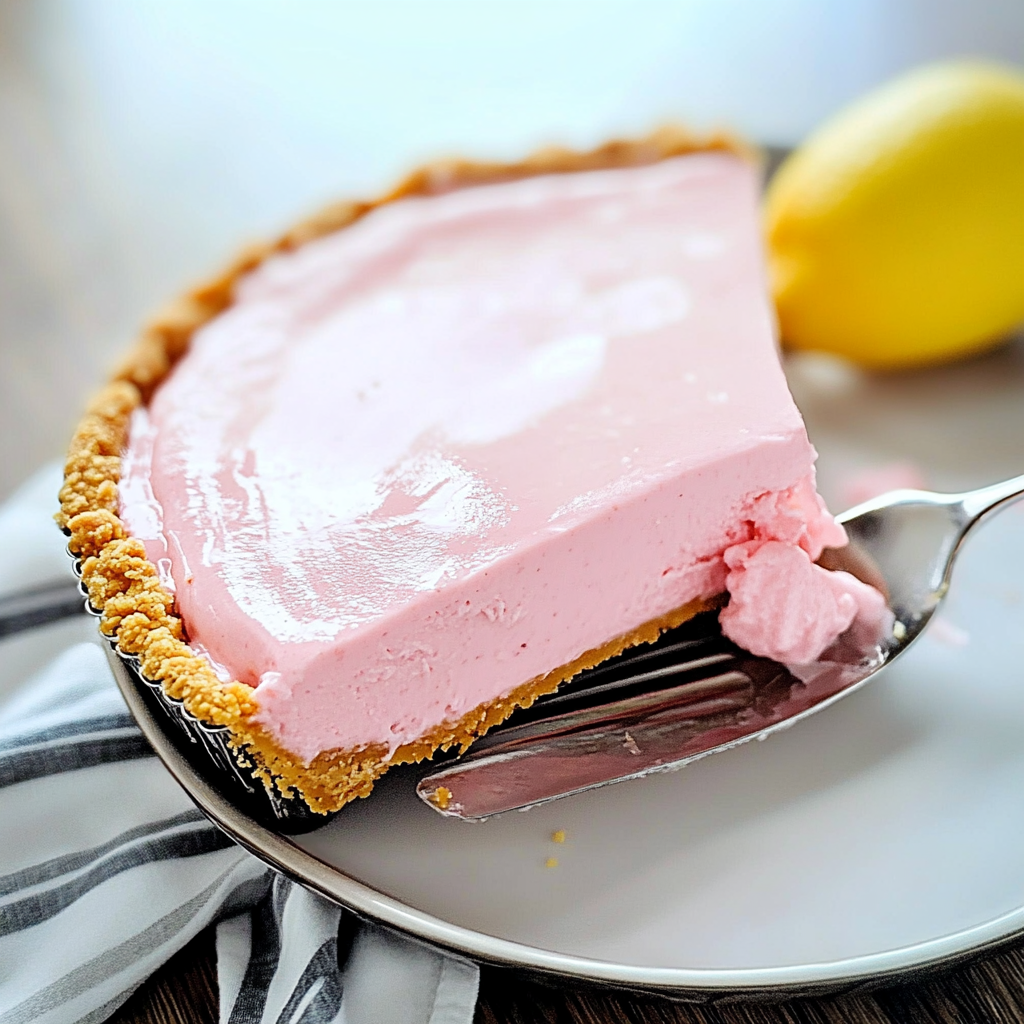 Recipe preparation for Frozen Pink Lemonade Pie