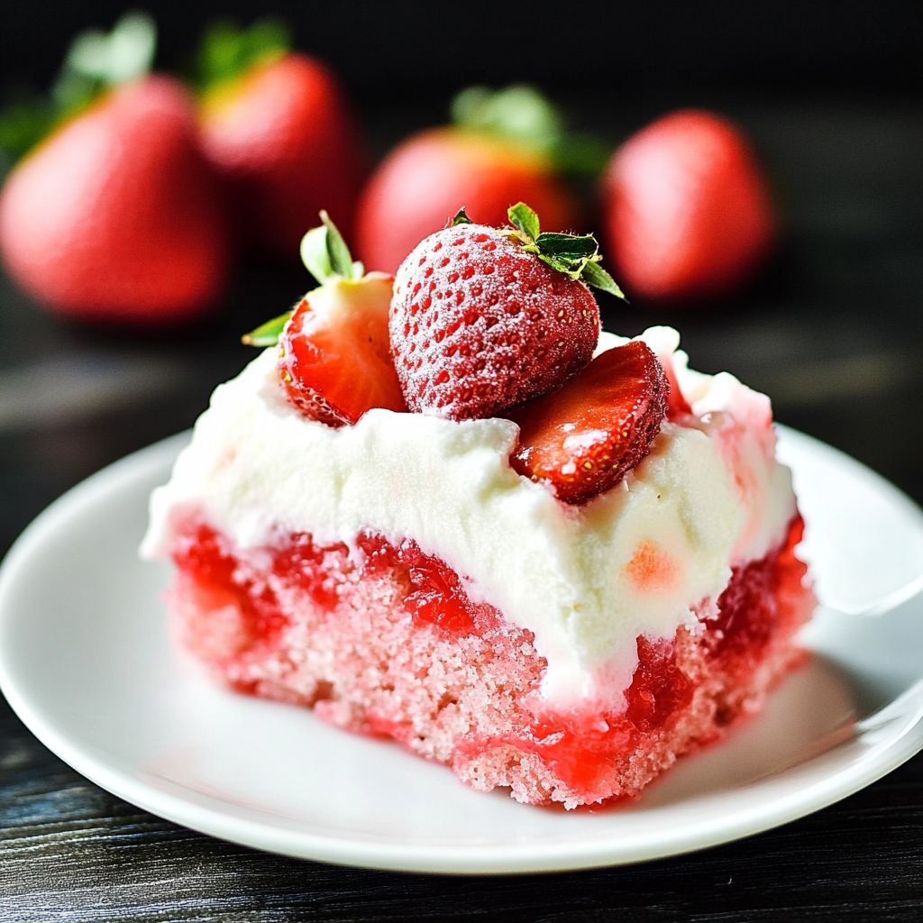 Recipe preparation for Strawberry-Jello-Poke-Cake