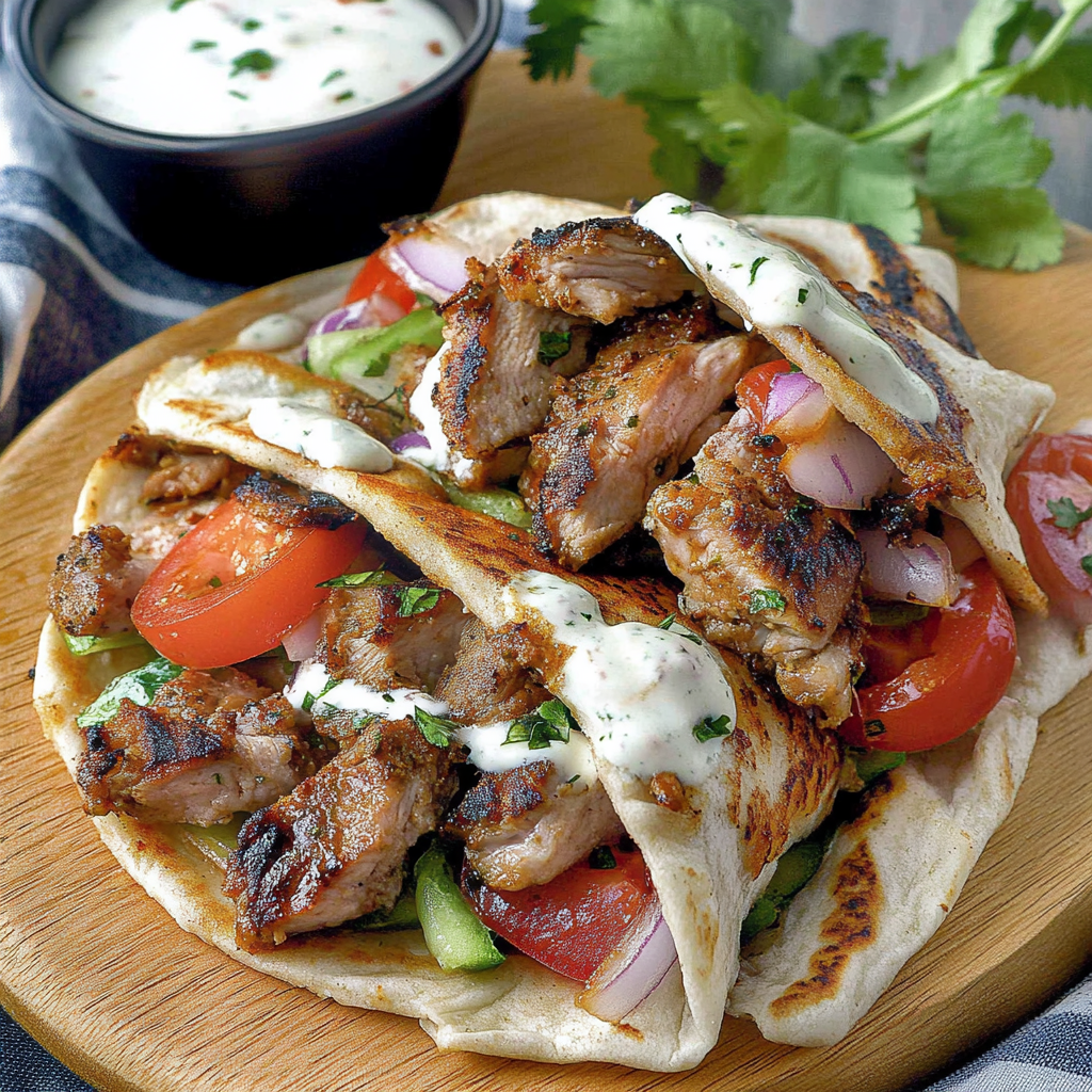 Recipe preparation for Chicken Shawarma with Garlic Sauce