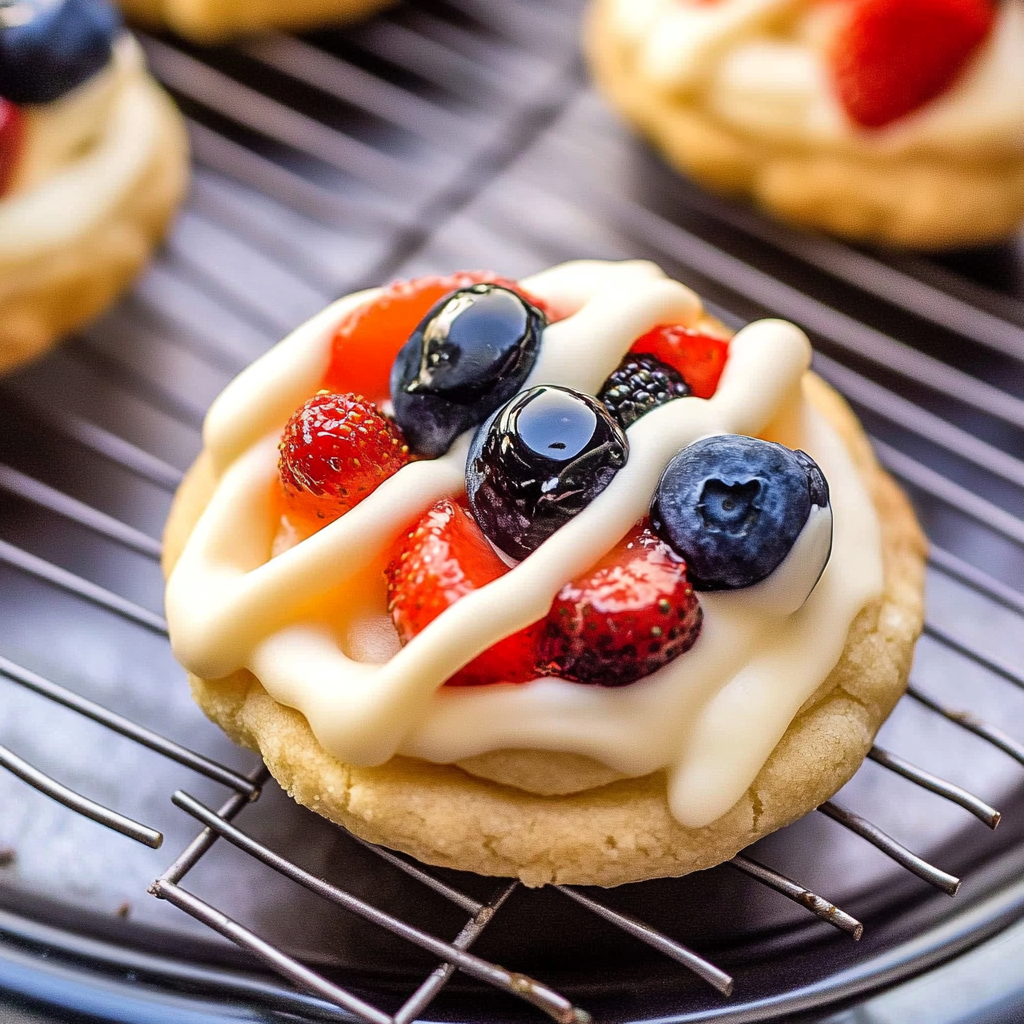 Recipe preparation for Patriotic Fruit Pizza Cookies