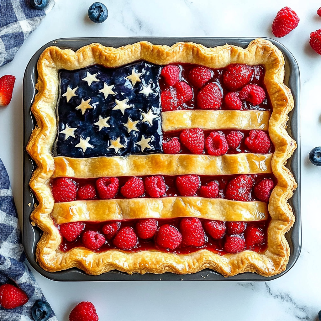 Recipe preparation for Berry Flag Pie