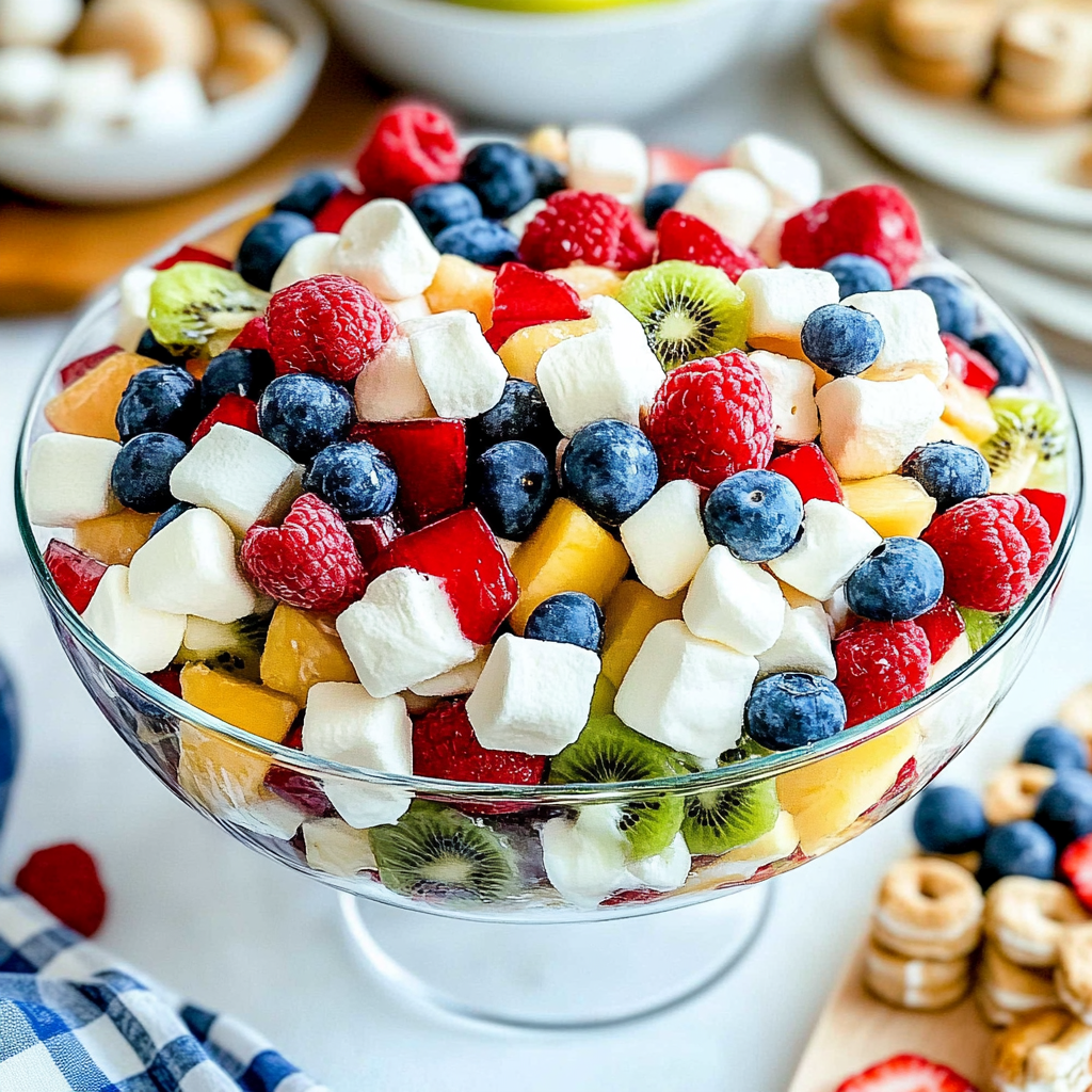 Recipe preparation for Fruit Salad with Marshmallows