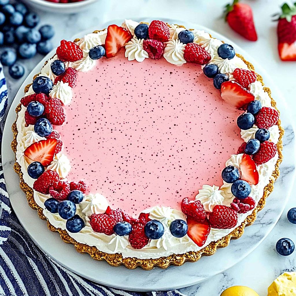 Recipe preparation for No-Bake 4th of July Jello Cream Pie