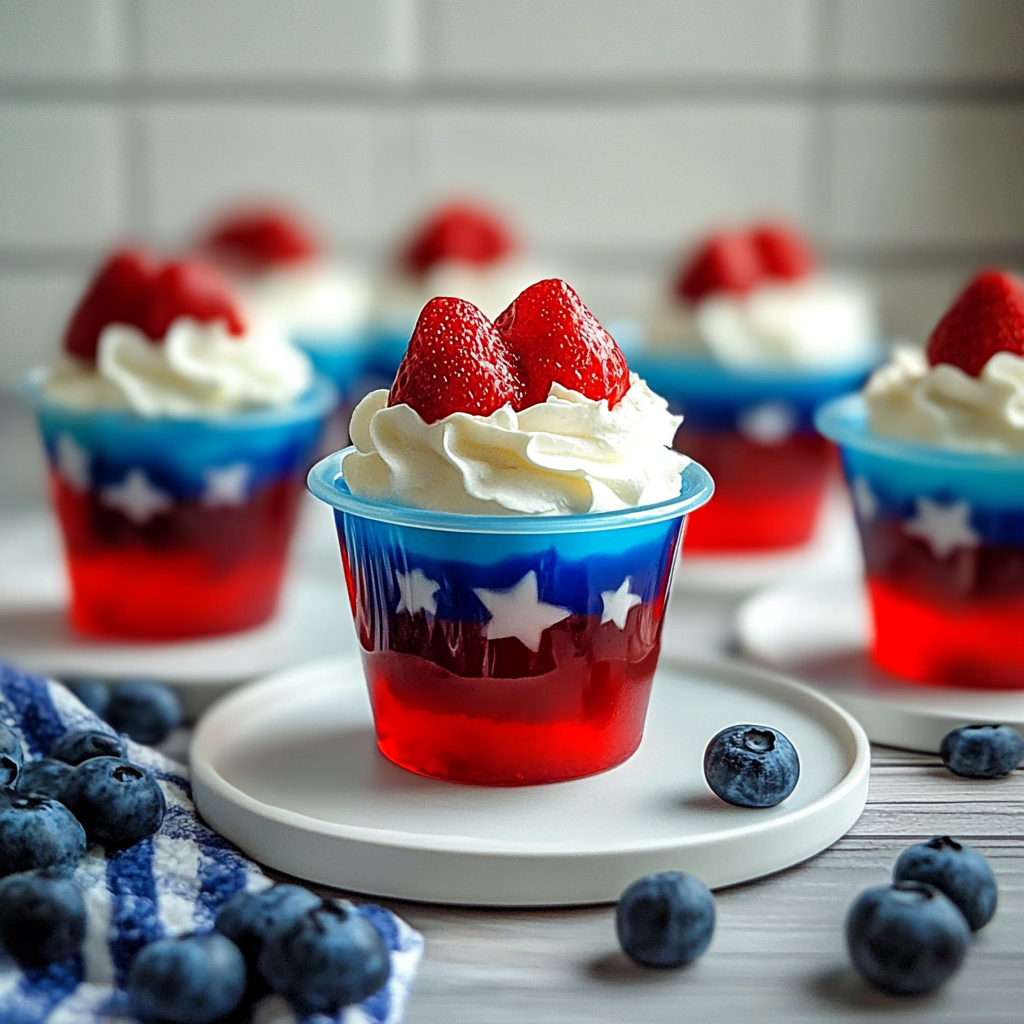 Recipe preparation for Red, White, and Blue Jello Cups