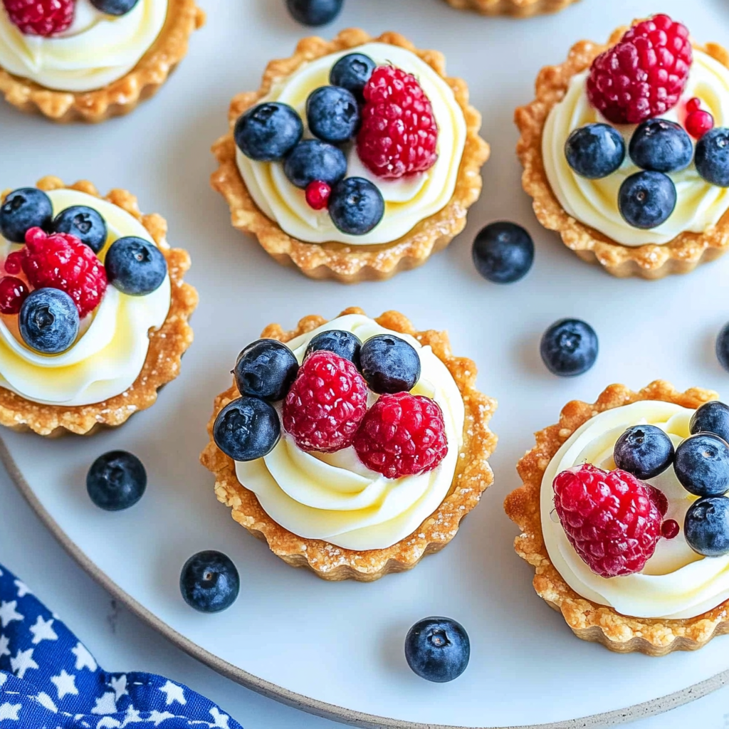 Recipe preparation for No-Bake 4th of July Fruit Tartlets