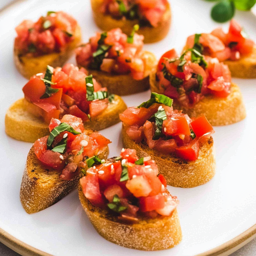 Recipe preparation for Tomato Basil Bruschetta