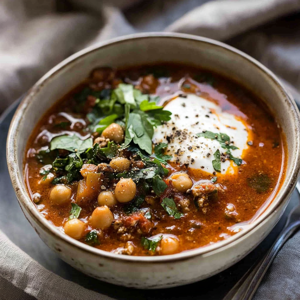 Recipe preparation for Lamb Shawarma Chickpea Soup