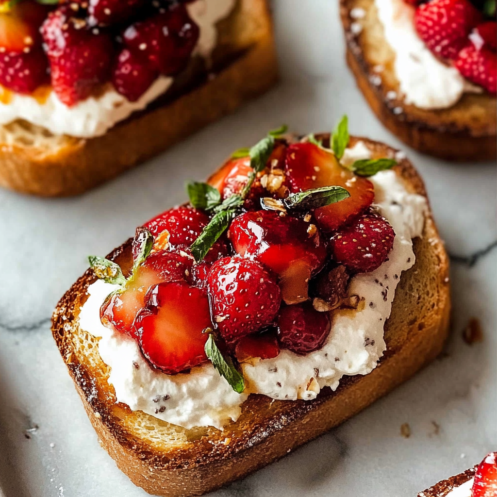 Recipe preparation for Balsamic Strawberry Toast
