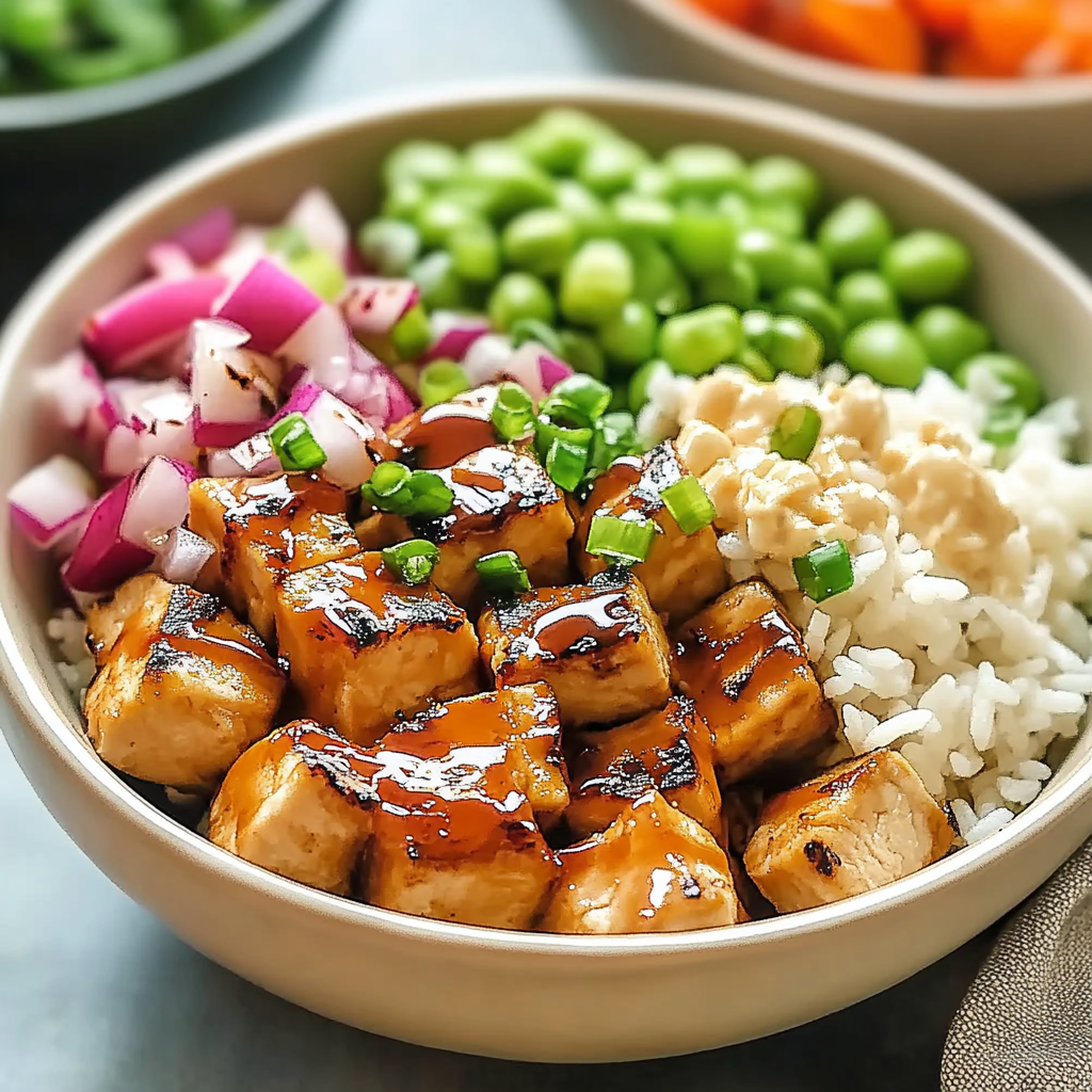 Recipe preparation for Chicken Poke Bowl