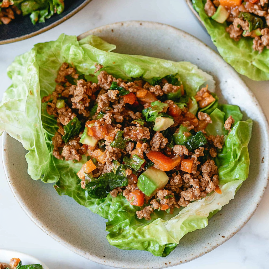 Recipe preparation for Ground Beef Lettuce Wraps