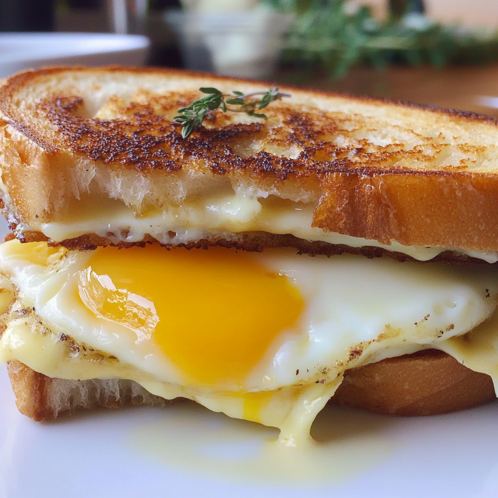 Recipe preparation for Fried Egg Grilled Cheese