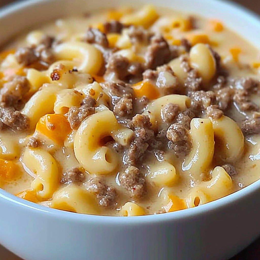 Recipe preparation for Cheeseburger Macaroni Bowl