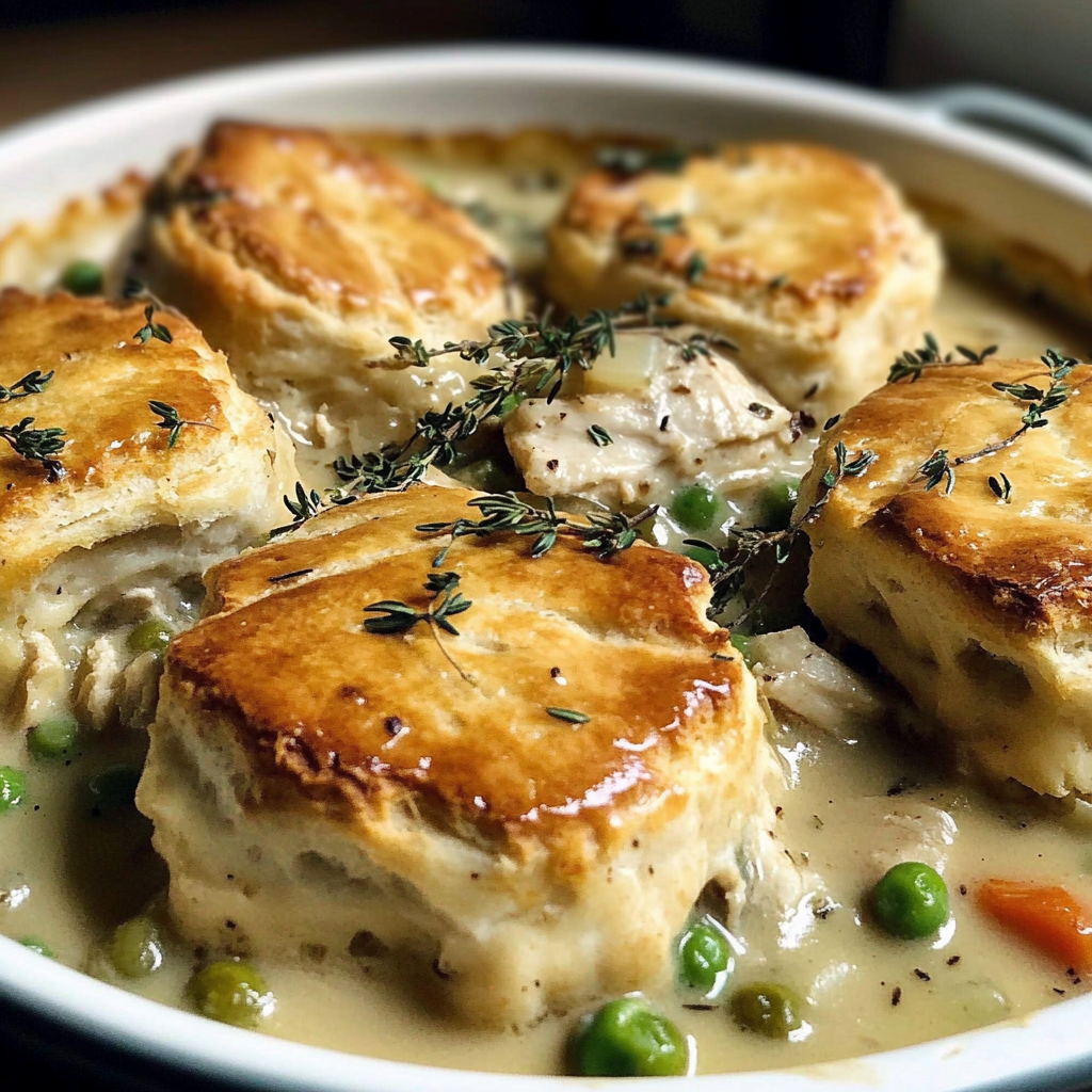 Recipe preparation for Chicken Pot Pie with Biscuits