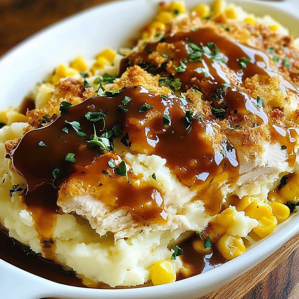 Recipe preparation for Mashed Potato Casserole with Chicken