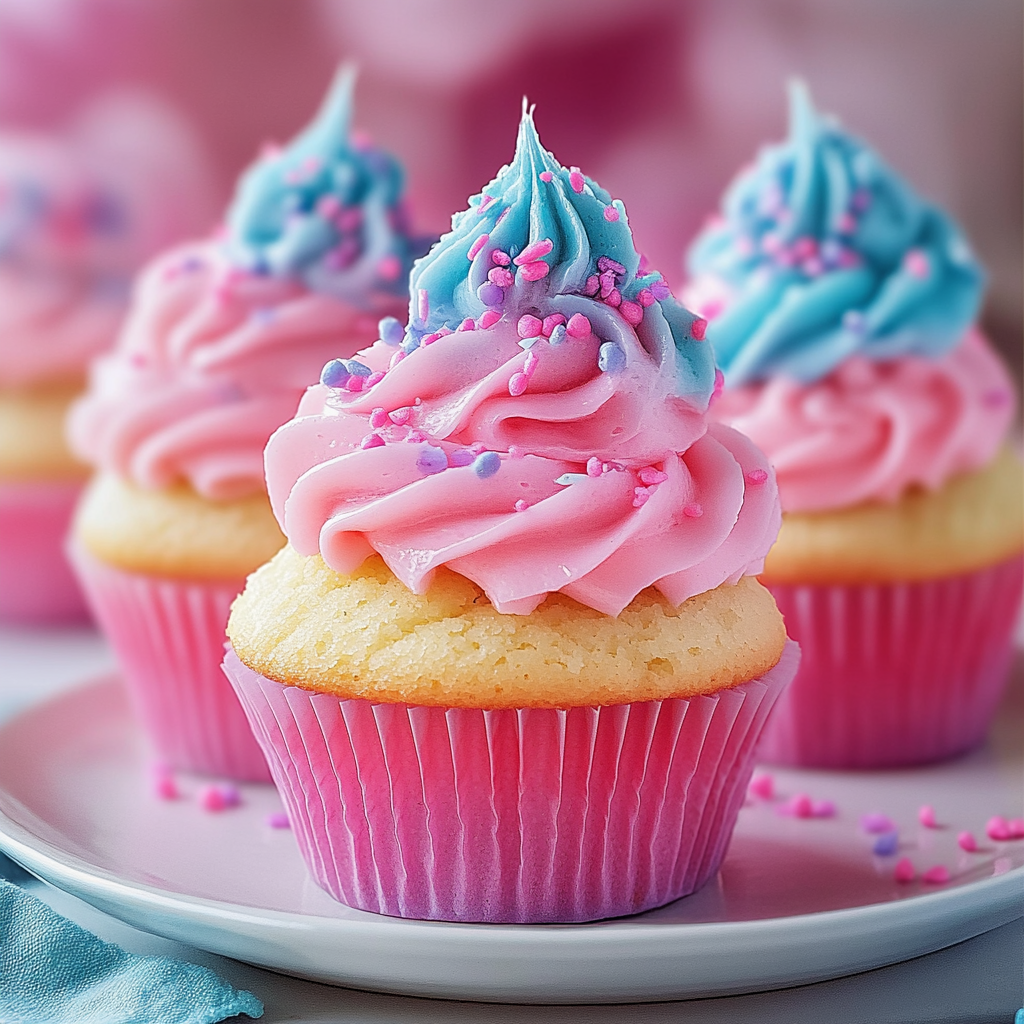 Recipe preparation for Cotton Candy Cupcakes
