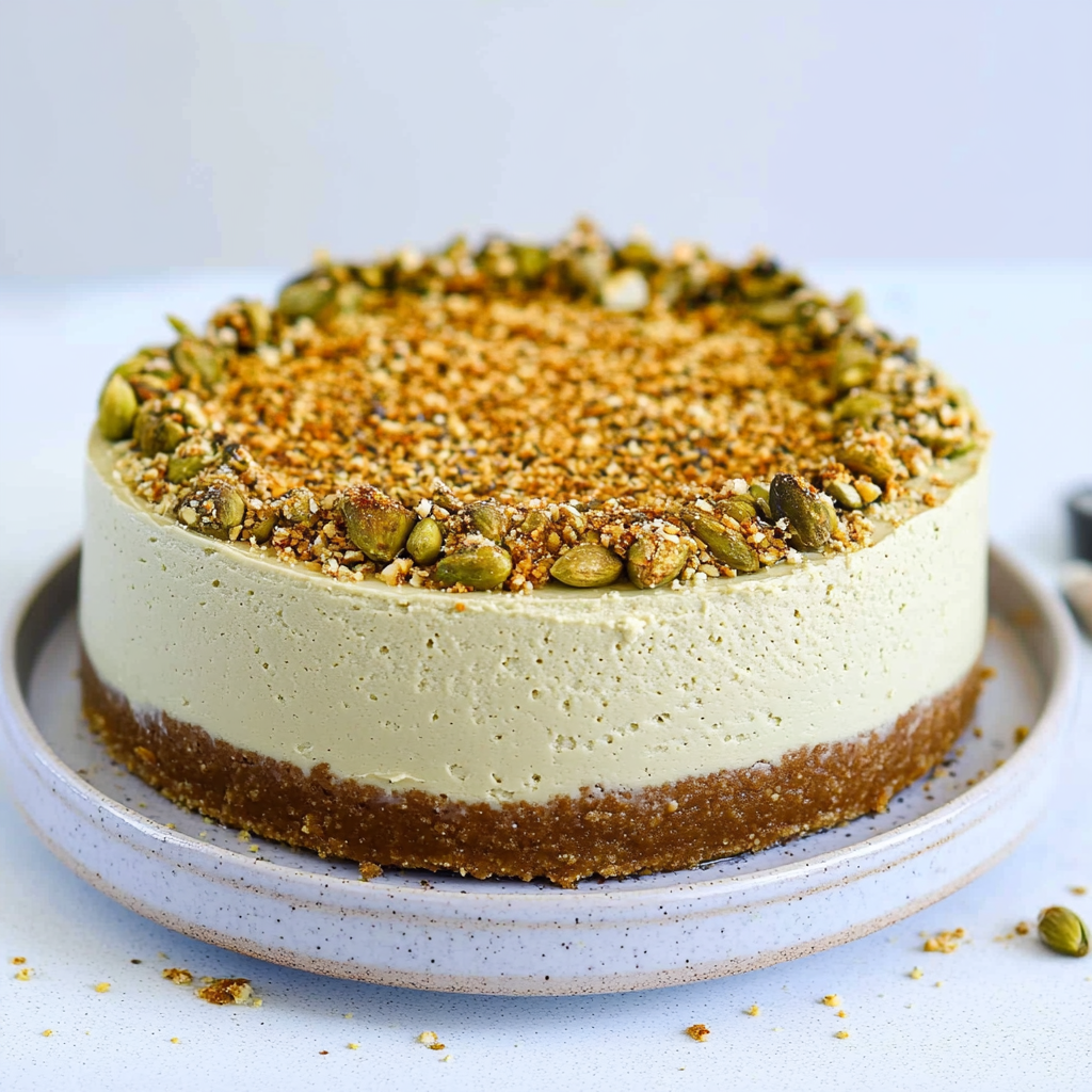 Recipe preparation for Pistachio Cheesecake