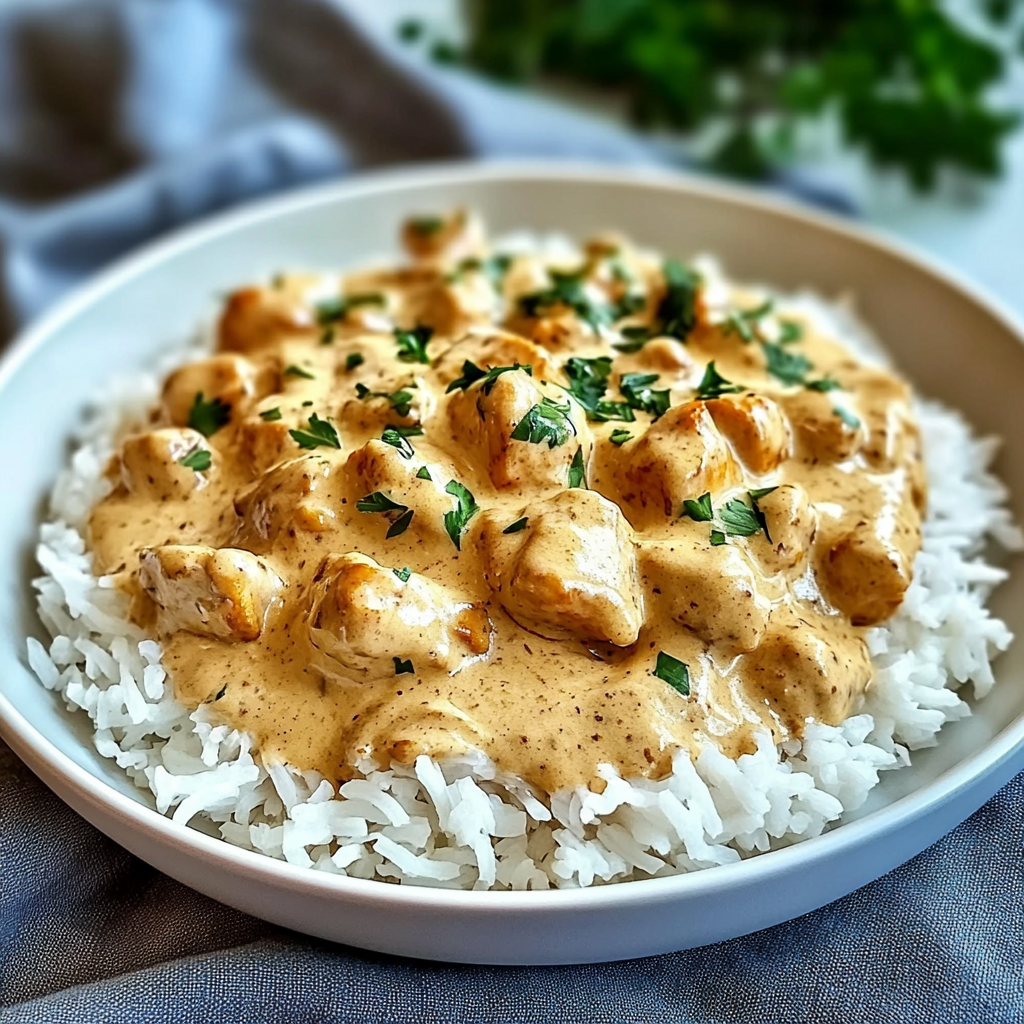 Recipe preparation for Creamy Smothered Chicken and Rice