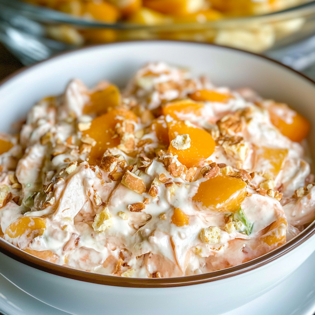 Recipe preparation for Millionaire Peach Salad