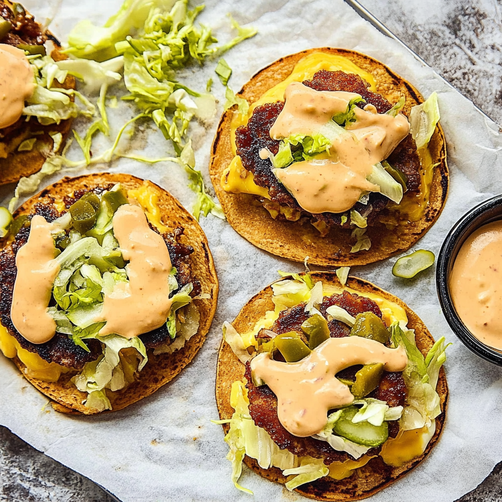 Recipe preparation for Smashed Burger Tacos