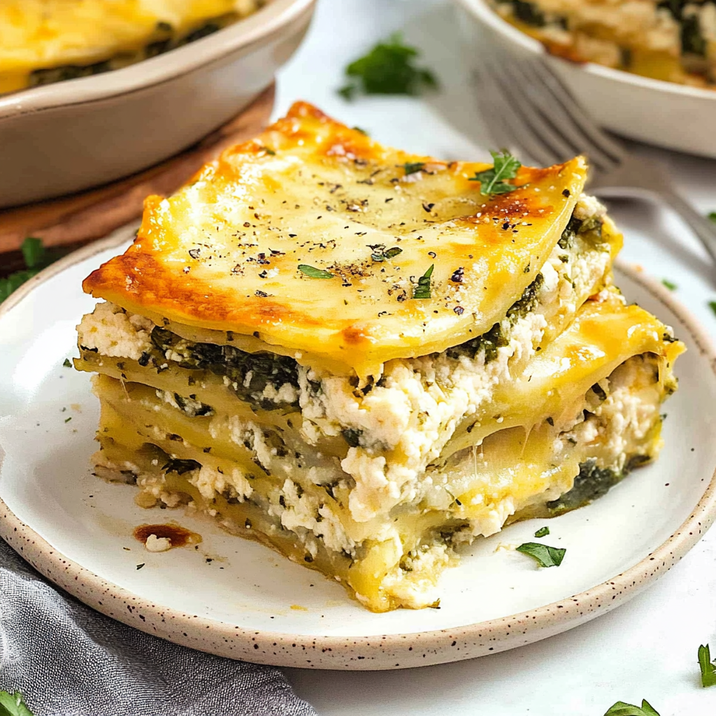 Recipe preparation for Creamy Vegetable Lasagna