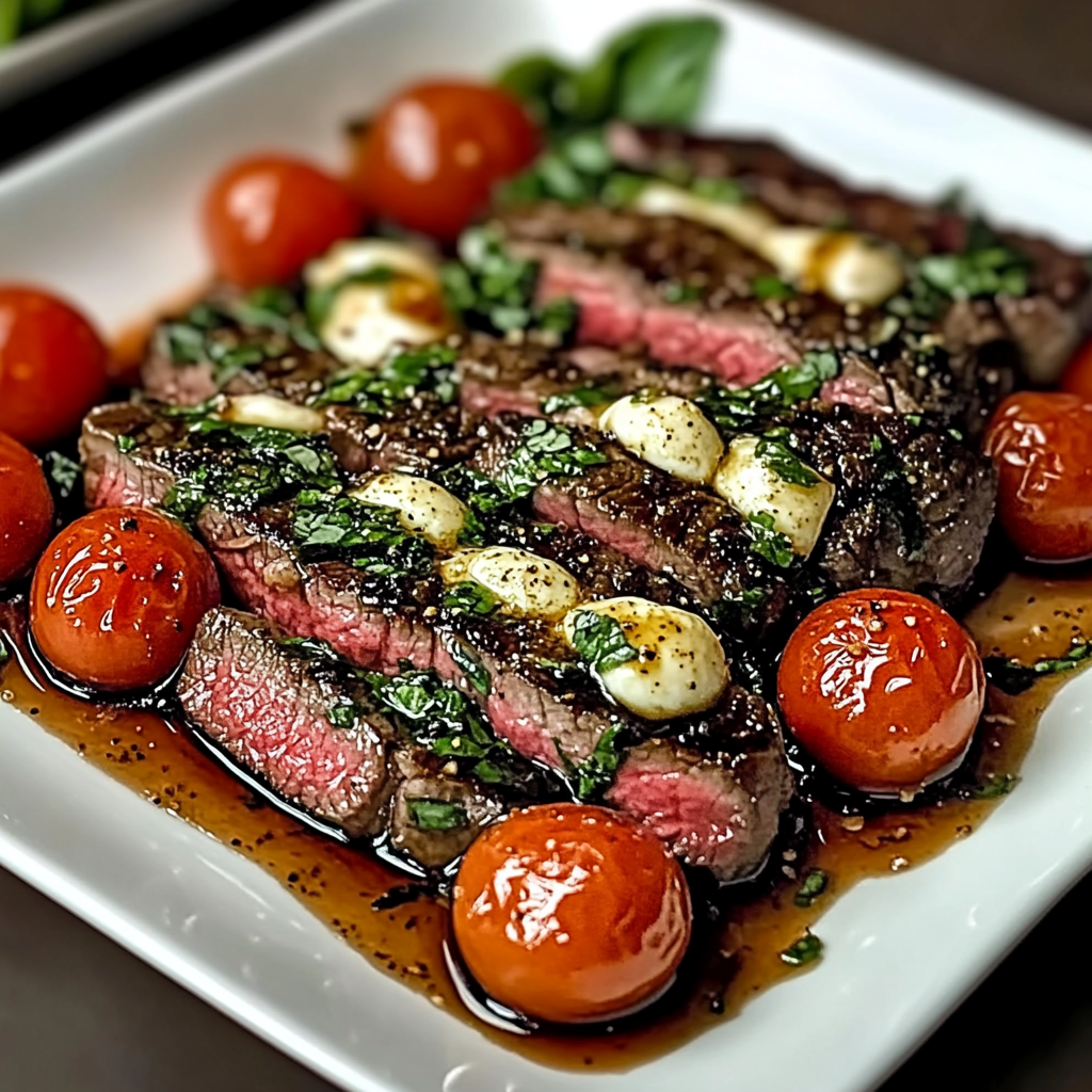 Recipe preparation for Balsamic Caprese Grilled Steak