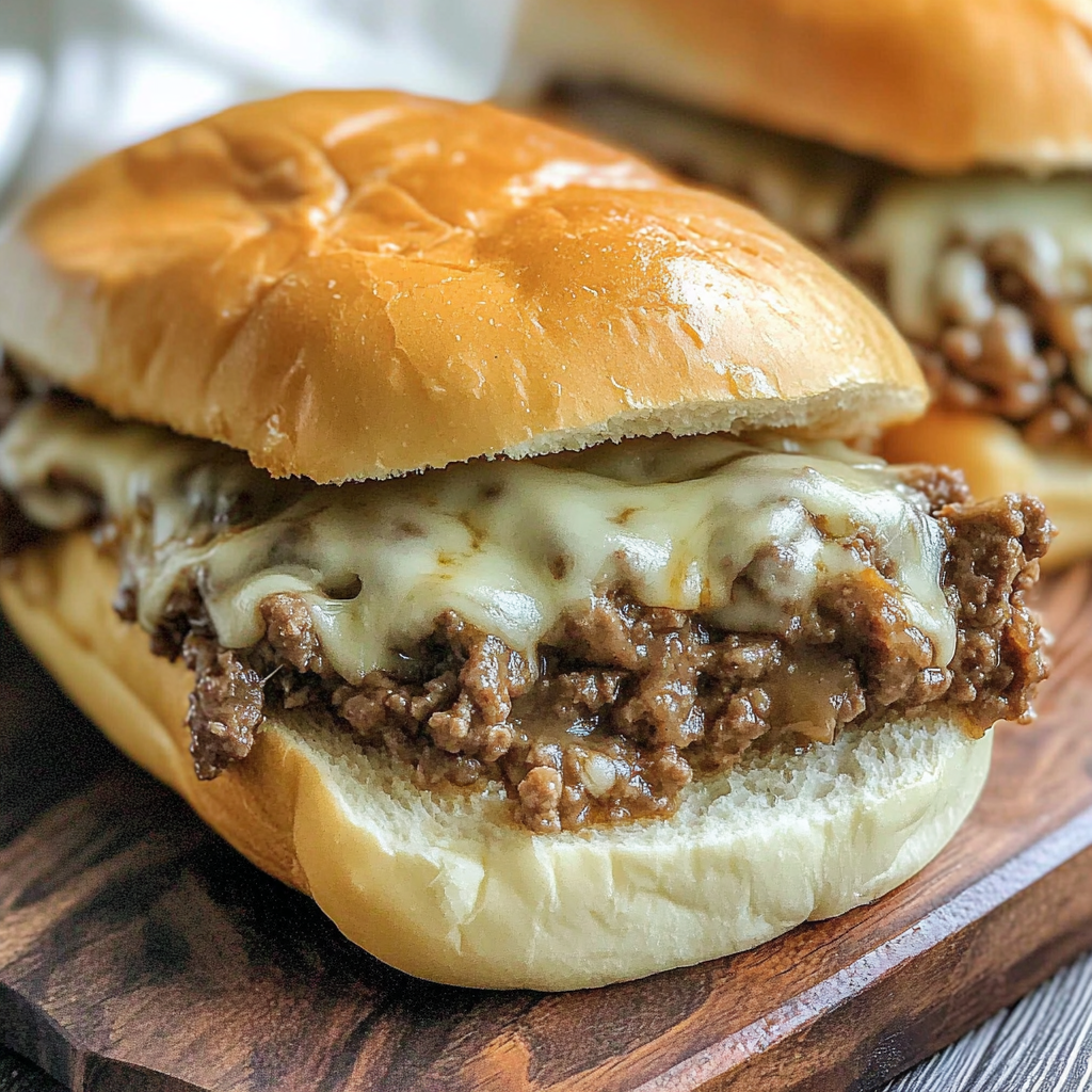 Recipe preparation for Slow Cooker Ground Beef French Dip Sandwiches
