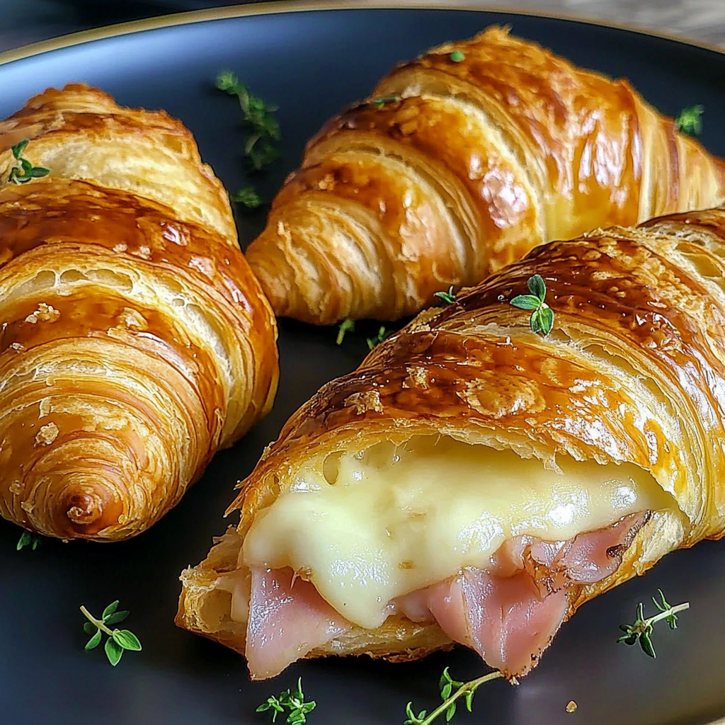 Recipe preparation for Air Fryer Ham Cheese Croissants