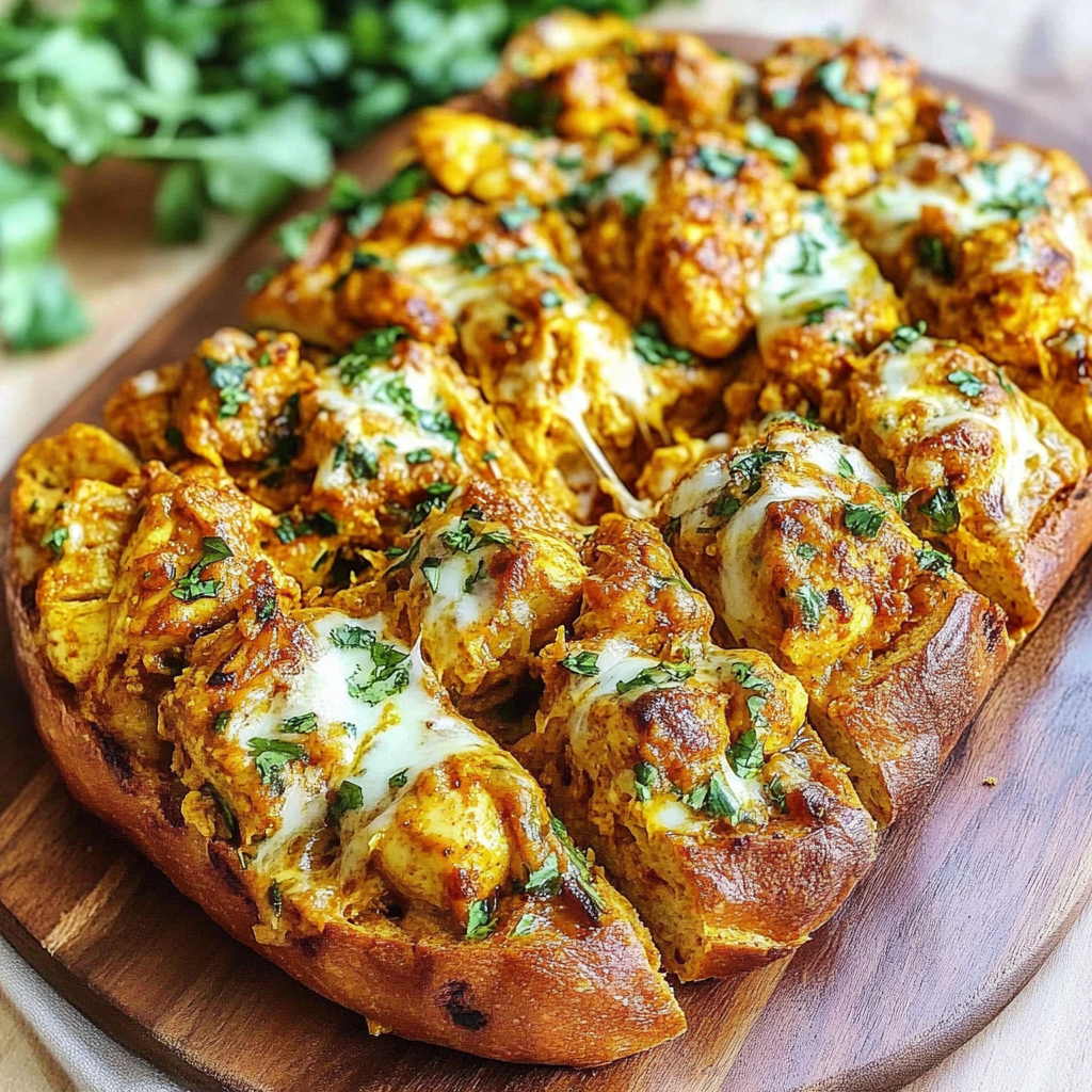 Recipe preparation for Tandoori Chicken Garlic Bread