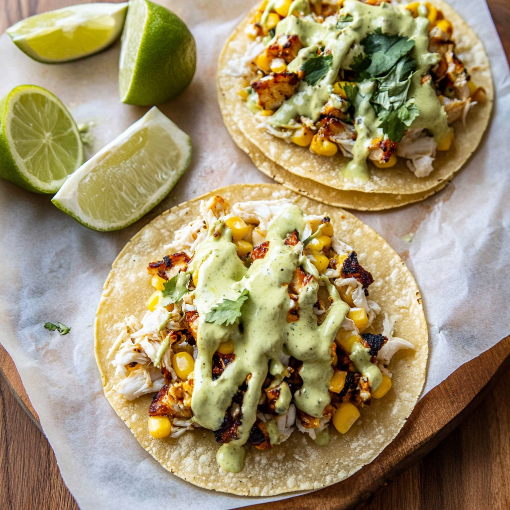 Recipe preparation for Street Corn Chicken Tostadas