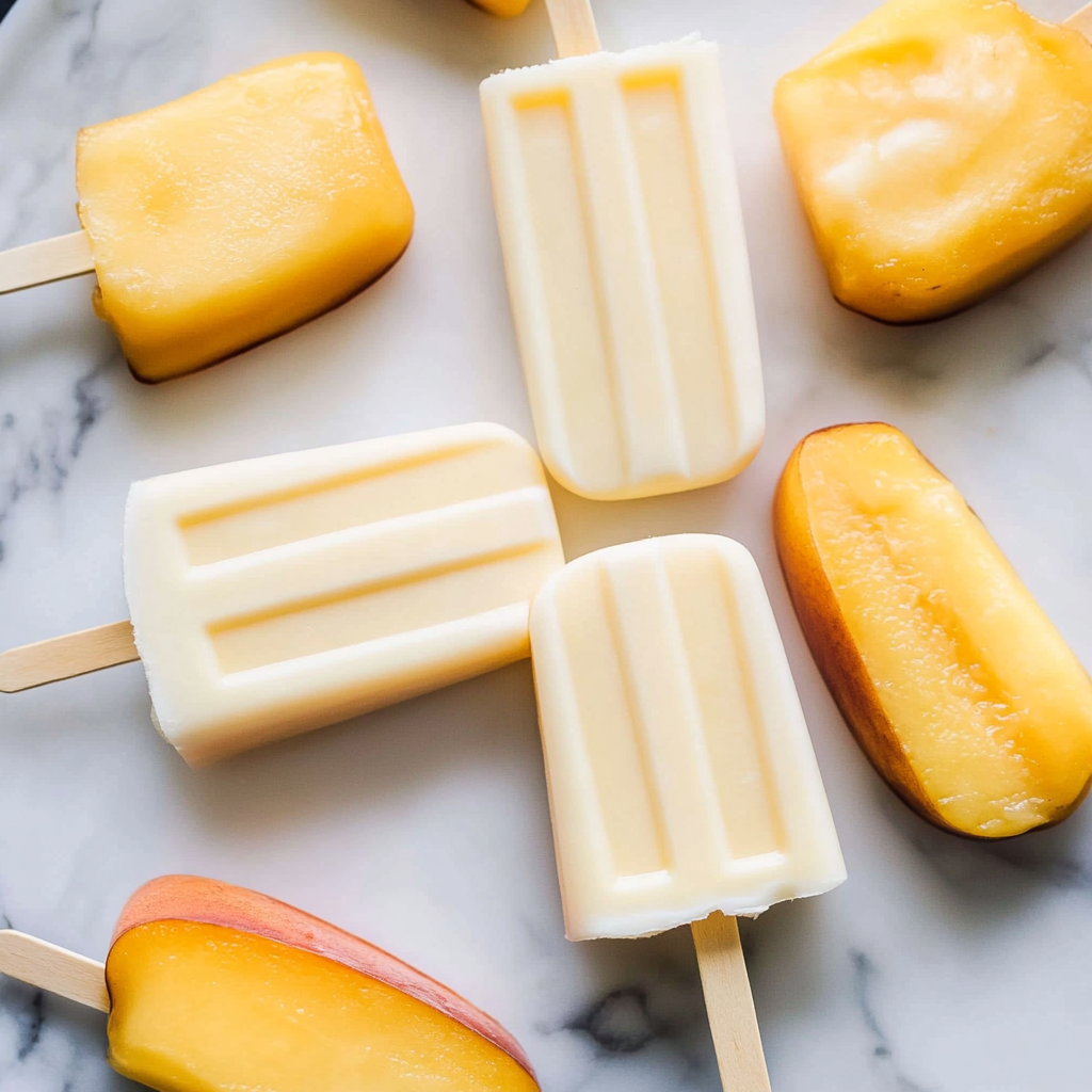 Recipe preparation for Coconut Peach Popsicles