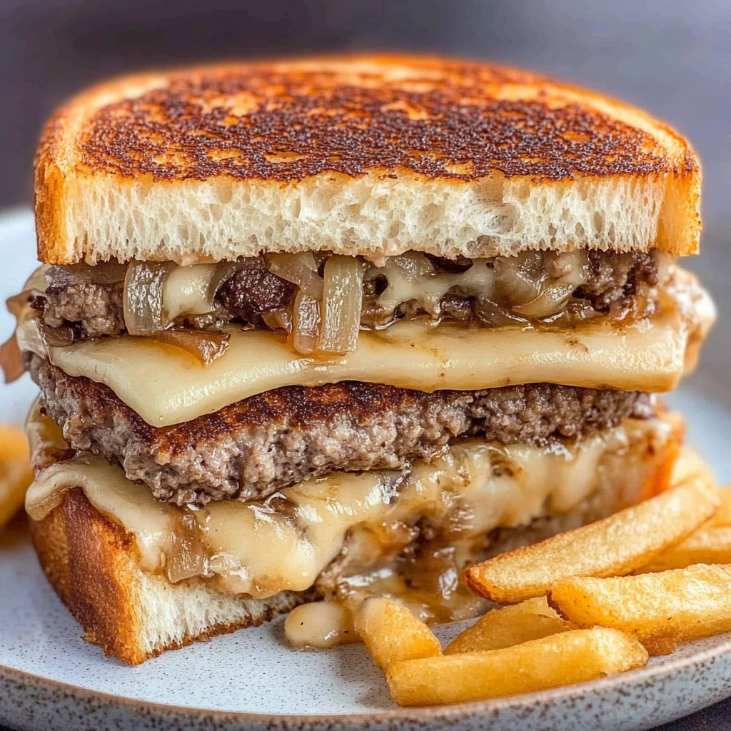 Recipe preparation for French Onion Patty Melt