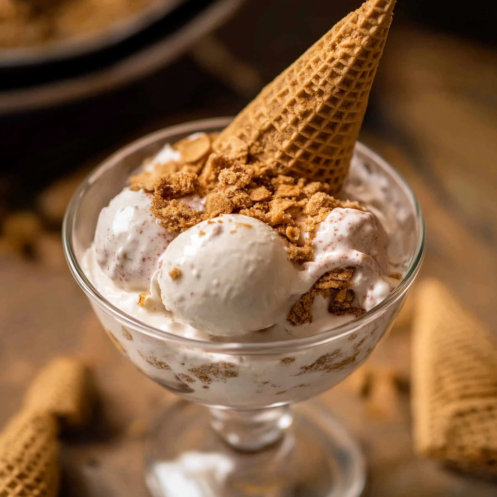 Recipe preparation for No Churn Graham Cracker Ice Cream