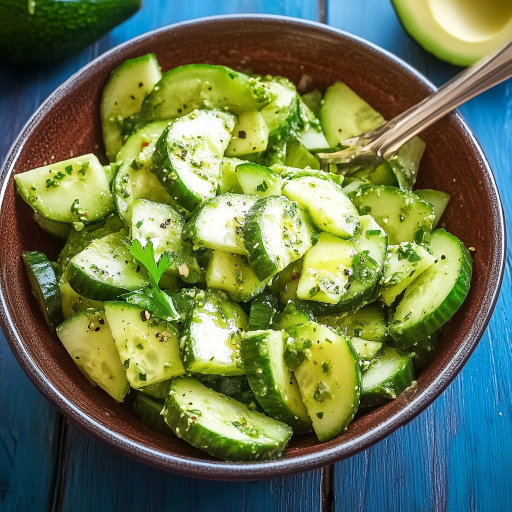 Recipe preparation for Avocado Cucumber Salad Recipe