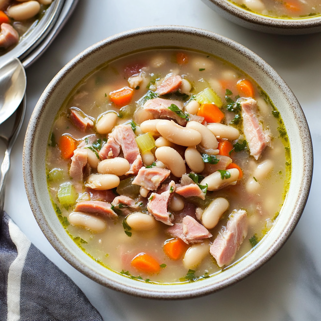 Recipe preparation for White Bean and Ham Soup Recipe