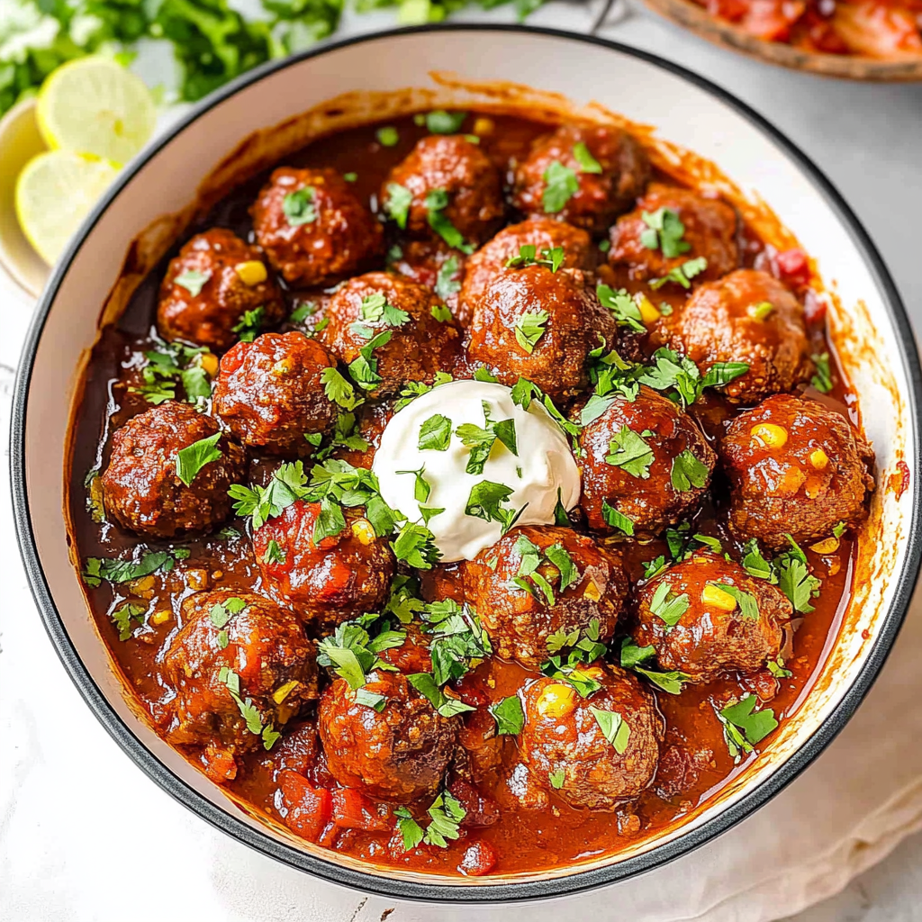 Recipe preparation for Baked Enchilada Meatballs