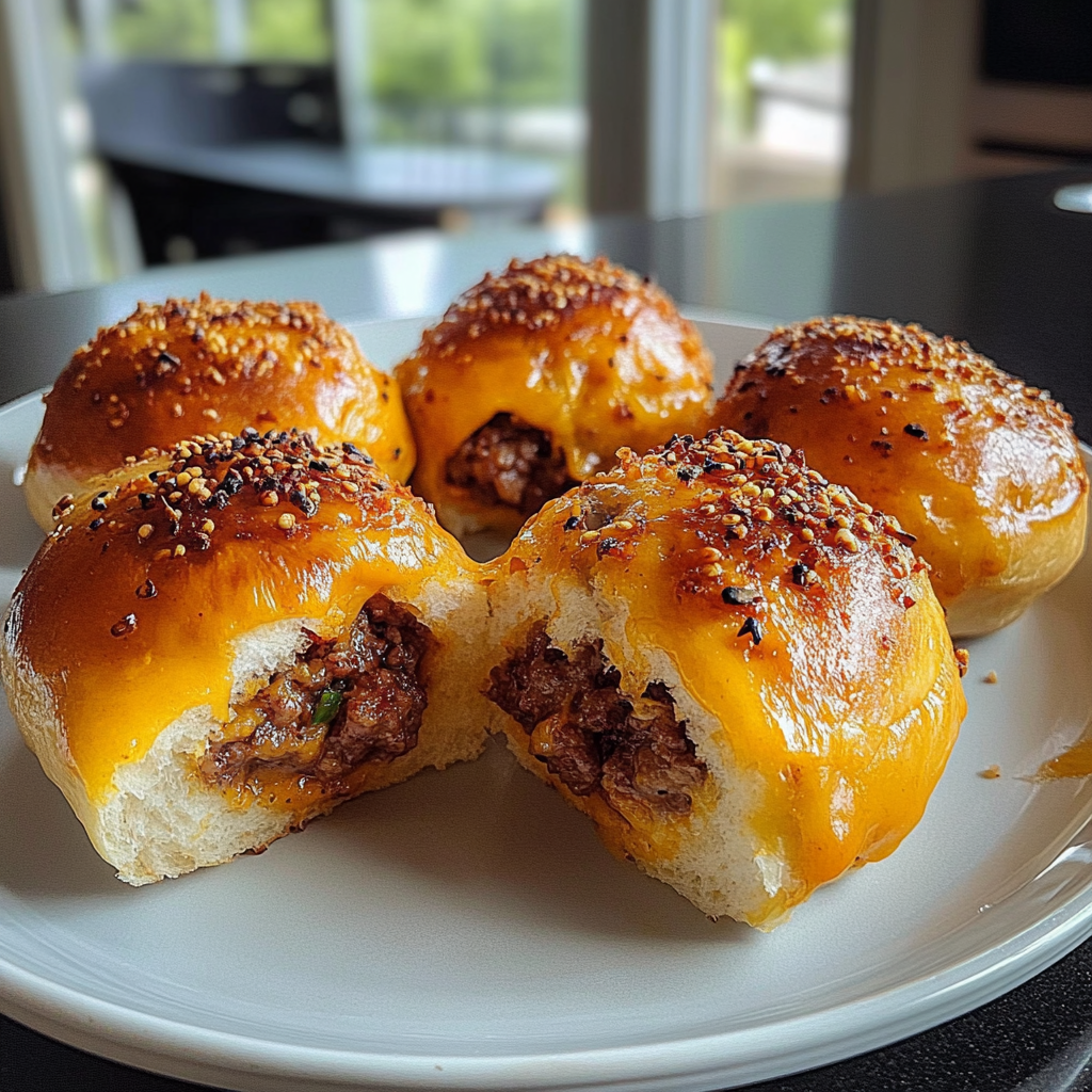 Recipe preparation for Garlic Parmesan Cheeseburger Bombs