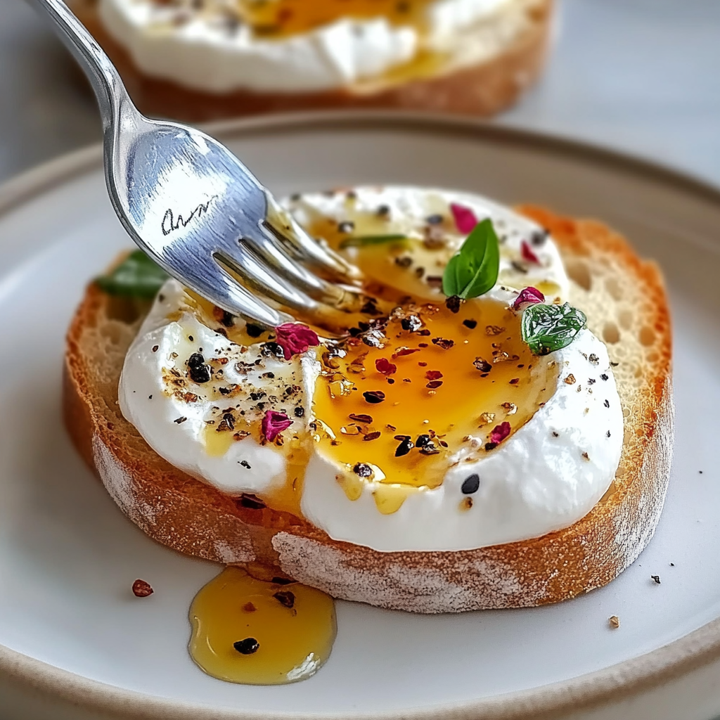 Recipe preparation for Burrata Appetizer with Honey