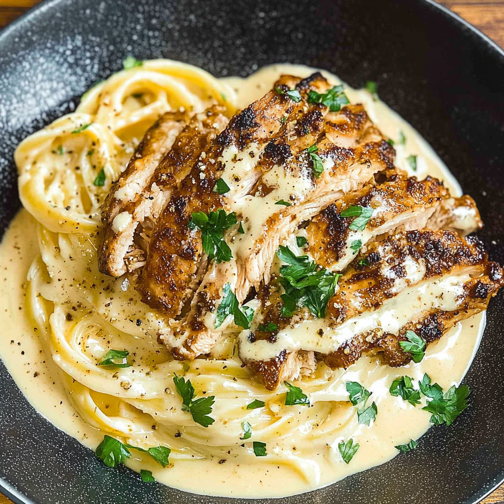 Recipe preparation for Blackened Cajun Chicken Alfredo